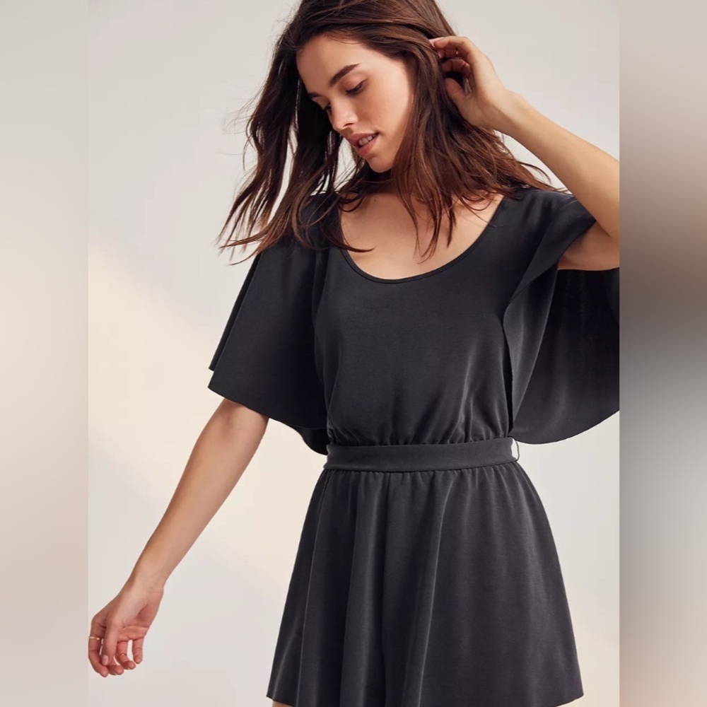 Silence + Noise Black Mini Romper Raw Hem Size S